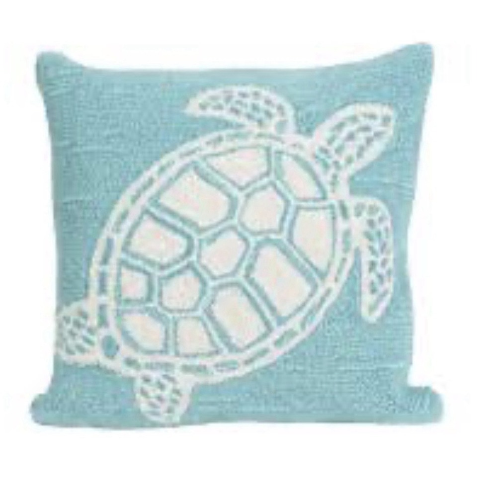 Liora Manne Frontporch Sea Turtle Indoor/Outdoor Decorative Throw Pillow in Aqua